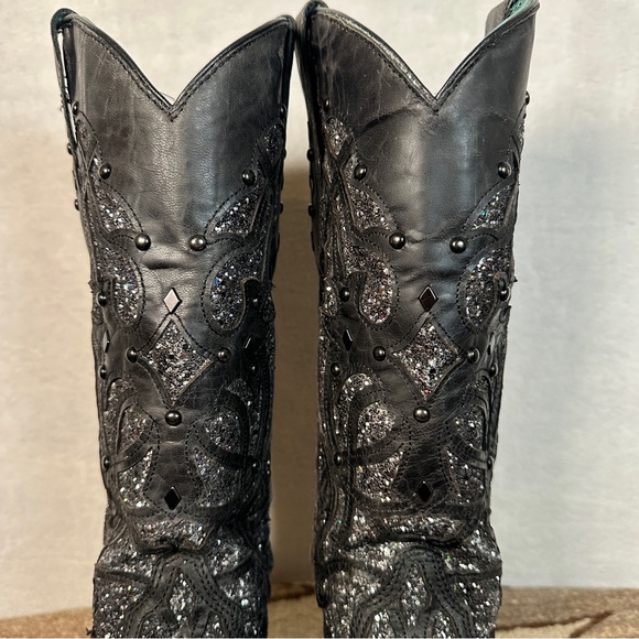 Corral glitter inlay c3423 Black Embellished Western Boots cowboy snip‎ - Picture 10 of 14